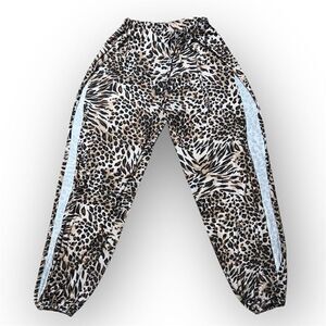 Amazon, Cheetah Print Wide Leg Jogger Pants with Side Slits, Women’s Small